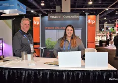 Jeff Tolle and Lauren Armstrong of Crane Composites, which offers FRP resilient grow room wall panels, ensuring a clean grow environment. 